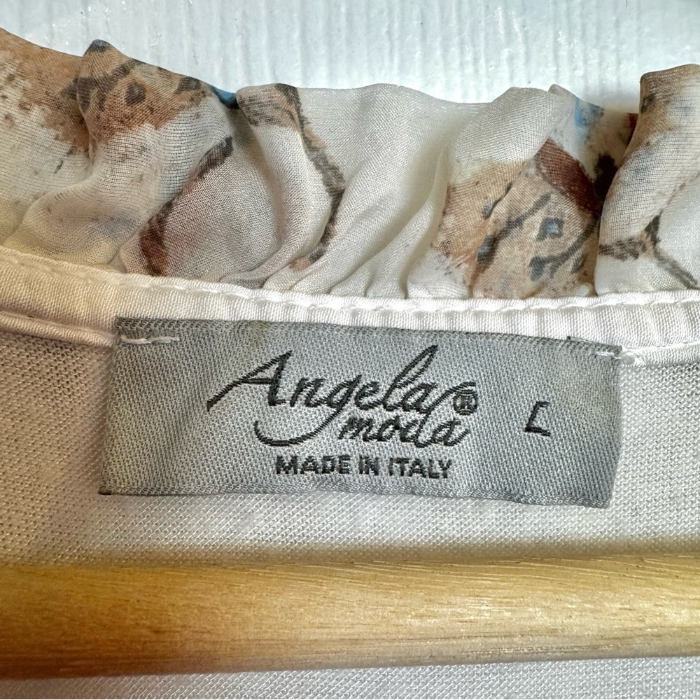 Angela Moda 100% Silk Floral Butterfly Blouse Made in Italy Size Large - Picture 4 of 10